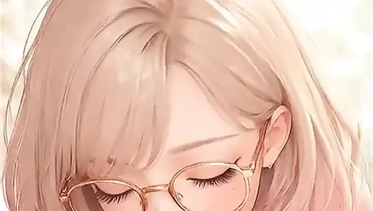 AI anime strebsames mädchen blowjob und sperma im mund