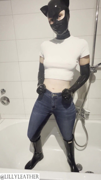 Memorable moment from "Latex teen girl is pissing in rubber boots and jeans"
