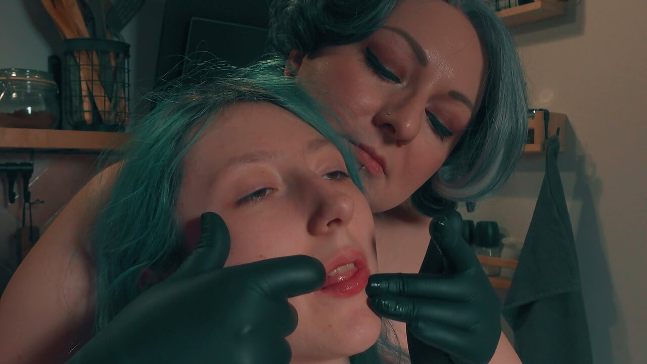 Dirty Sock Gag Hand Over Mouth - Stepmom Punishes Skinny Stepdaughter in the Kitchen