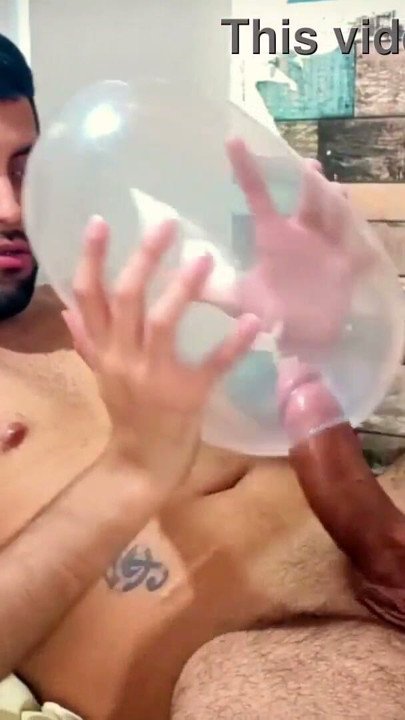 Fucking an inflated condom until I cum inside of it. I fuck it so deep it explodes. Wonder how would it feel inside your | Clip 1