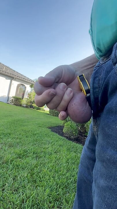 Outdoor, Cable Clamp Tightly Around My Dick And Balls