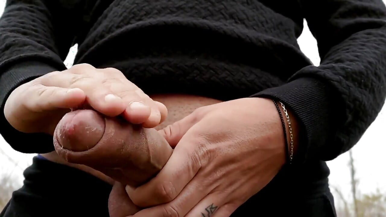 Close up Jerk off Outside