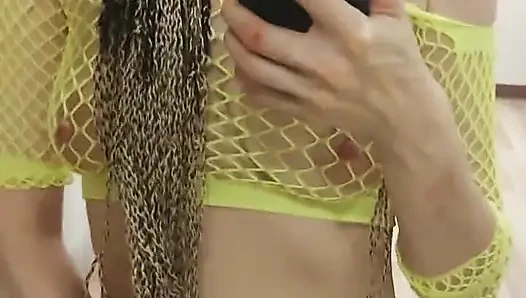 Squirt in fishnet