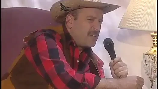 Ranch girl is on her knees sucking cock just before her pussy penetration