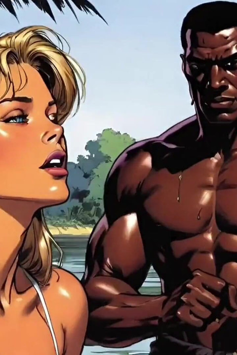 Sexy White Wife Tastes a Big Black Cock in Front of Her Cuckold Husband. Cartoon Comic Story
