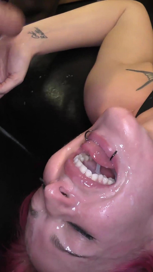 Busty Tattooed MILF Gets Fucked Hard by a Group of Dicks