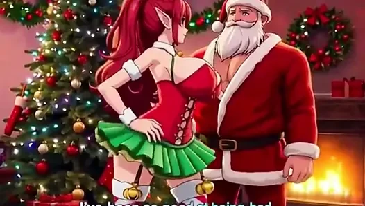 Santa give special gift to busty milf on Christmas
