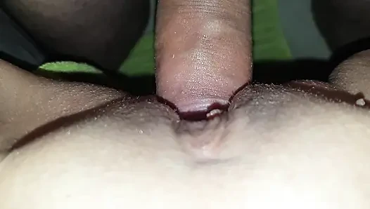 My boyfriend goes all the way in my cunt. Ice cubes and cum go into my.
