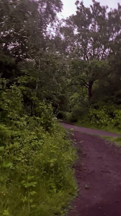 Exploring new tracks walking naked barefoot