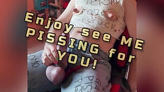 Dirty extreme Piss Pig Slut Whore Nipple Fag Pissing on his self Jerk Off Huge Cock