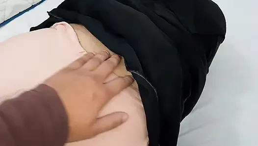 Indian hijabi girl need promotion from office boss in hotel room