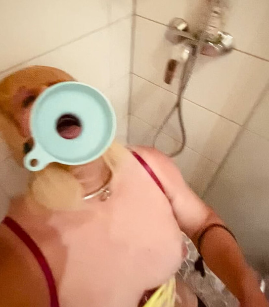 SissyWhoreJana gets pee through funnel