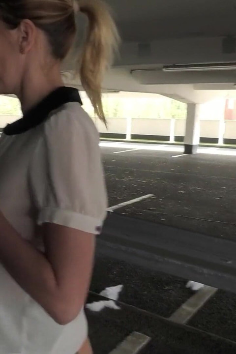 Horny Blonde German Slut Ordered to the Parking Garage and Fucked