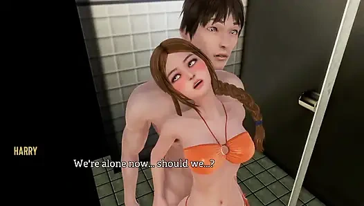 Herry ve Judie hayatta bir kez umumi banyoda yarak ve amcığını ovuyor