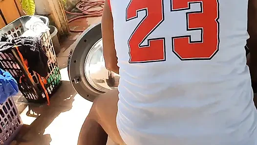 I Got Stuck in the Washing Machine My Black Dick Stepson Took Advantage and Fucked Me