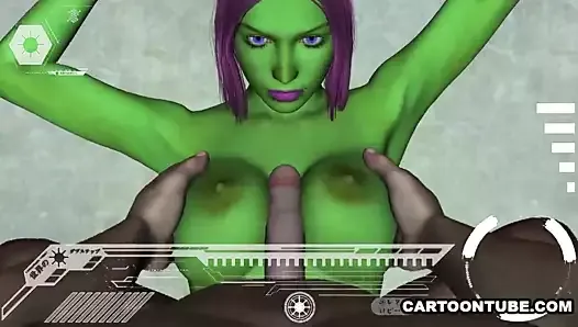 3D Alien Has Her Tits and Pussy Fucked