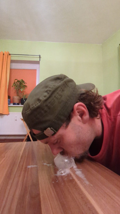 Throwing huge saliva bubbles | Clip 1