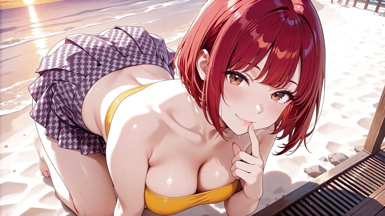 Você nunca vai adivinhar quão profundo essa ruiva hentai bebê leva no pôr do sol