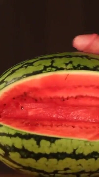 Thrilling moment from "water melon cum - fucking a melon and cumming"