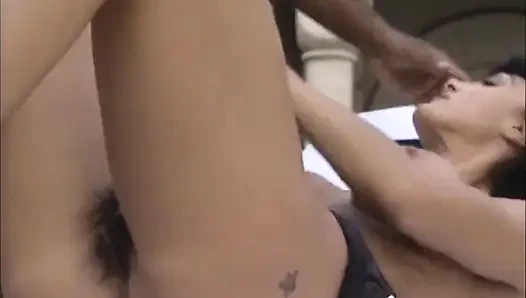 Venere loves big black dick in hairy pussy