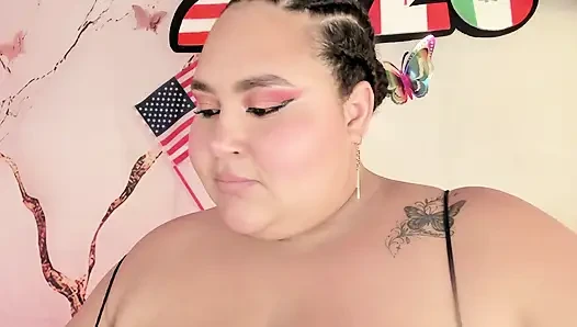 BBW vs Dildo XL: Chubby drools and chokes trying to swallow it whole