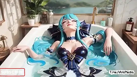 Gwen League of Legends Hentai Compilation Bath Tease and Big Tits Stripping