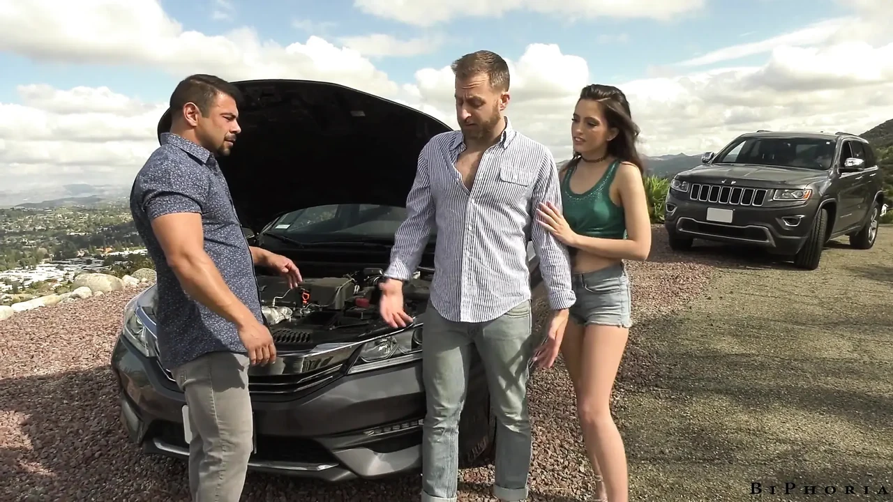 Stranded man seduced by bisexual couple when car breaks down