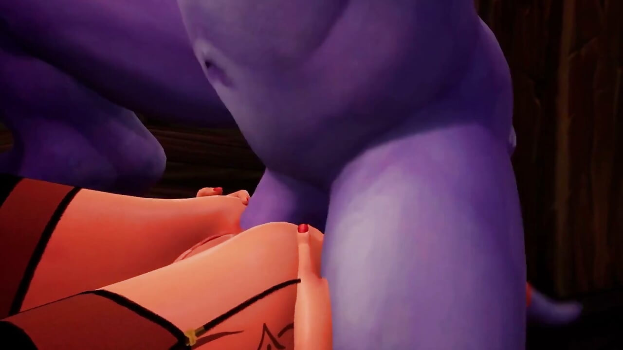 Une elfe sexy reçoit une grosse bite bleue - parodie warcraft