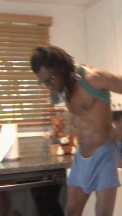 Stunning moment from "Horny black stud with a huge dick fucking two sexy blondes"