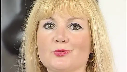 Blonde mature wearing bodystockings dildoing her slightly hairy pussy