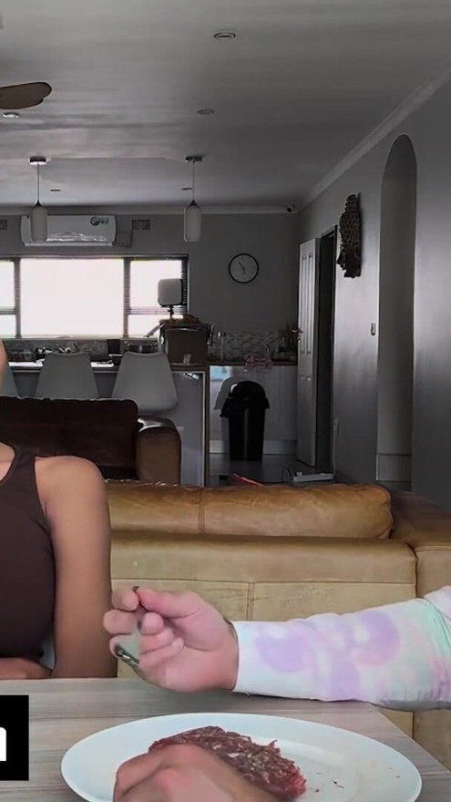 This EBONY TEEN snuck away for a risky meet... and left with cum running down her leg | Clip 1