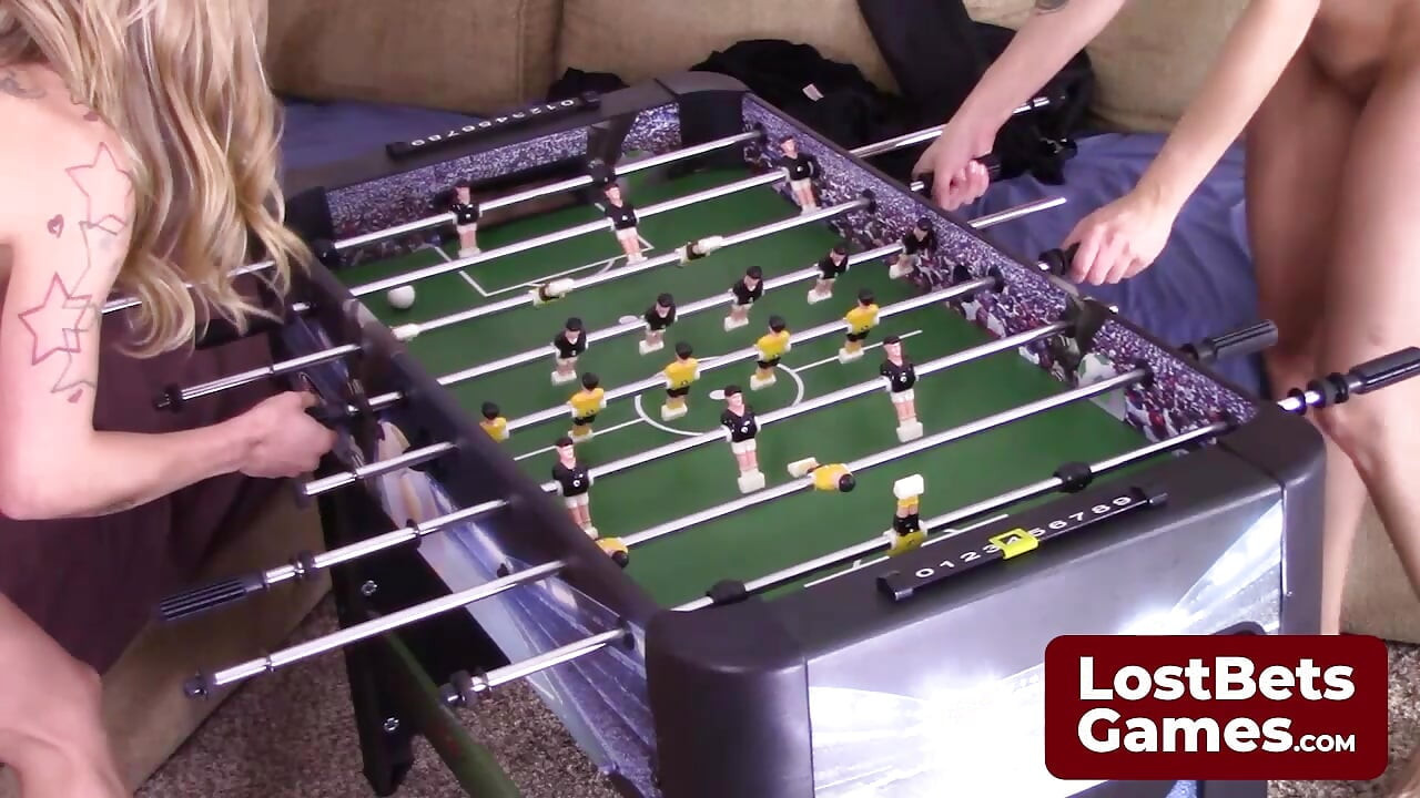 Dylan and Carmen are back for a thrilling game of Strip Foosball
