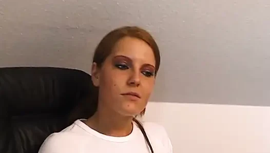 Sexy slut masturbating in office