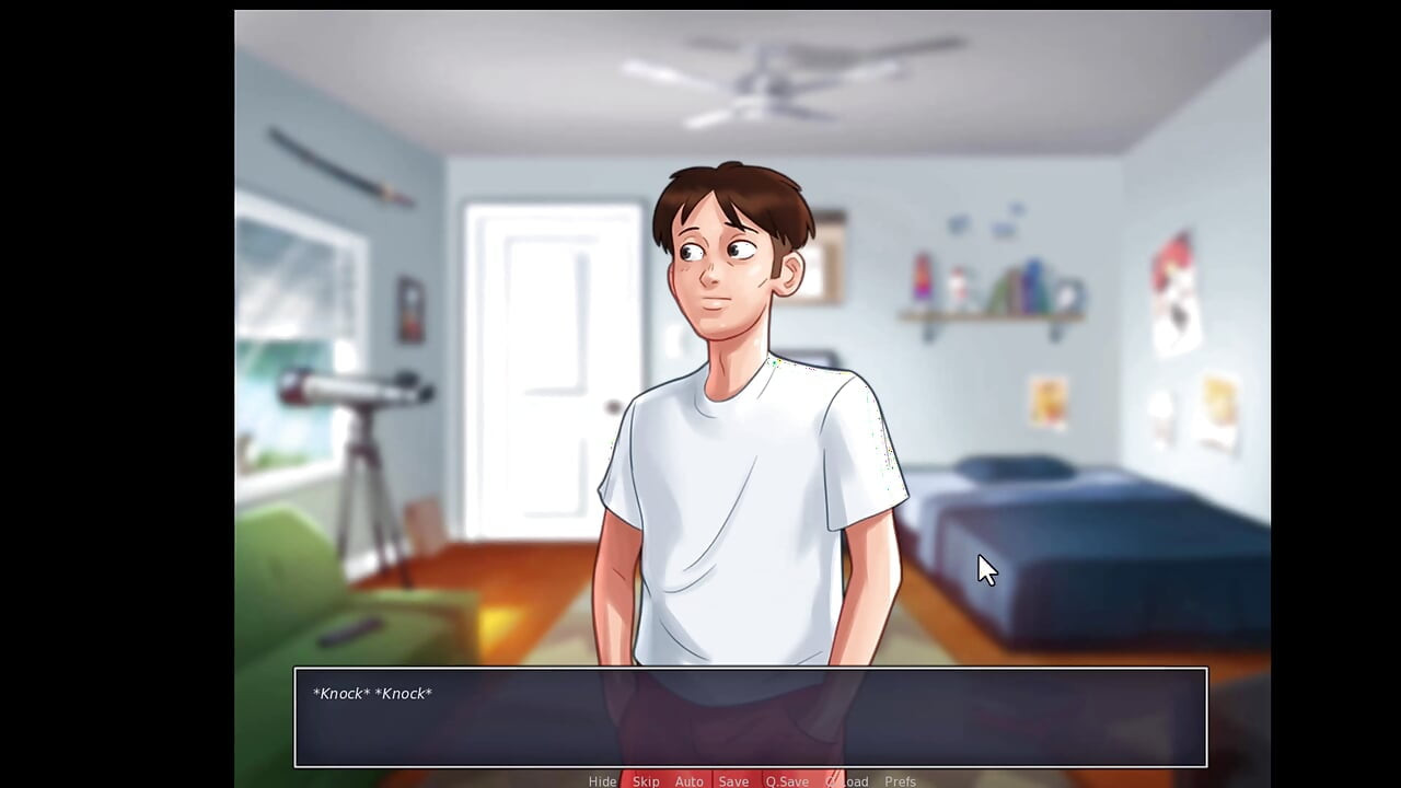 Summertime Saga, ella le dio una paja en la ducha y lo limpió.