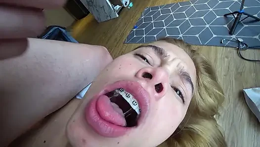 HORNY NURSE tests strength of patient's dick with sloppy deepthroat blowjob