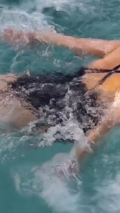 Spectacular moment from "I'm very horny at the public pool and I take out my tits for him to suck."