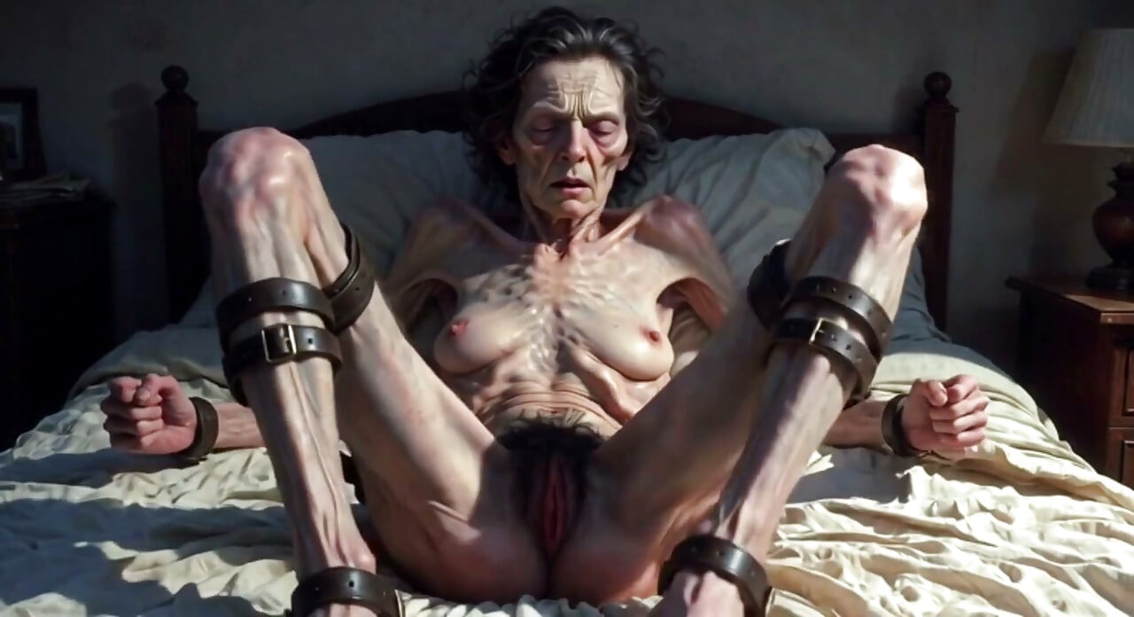 85yo Granny Tied up - Big Open Hairy Pussy Begging for Cum Inside