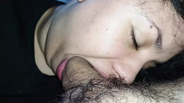 Soft hand and wet mouth sliding and jerking horny cuckold cock