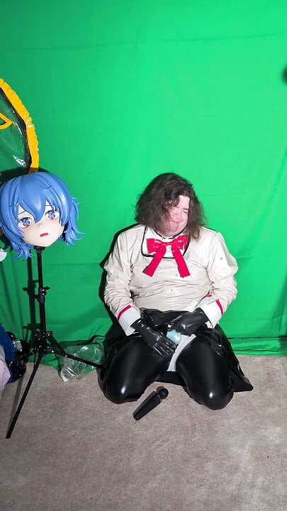 PVC Kigurumi Cosplayer Madoka Uniform Vibrator and Breathplay