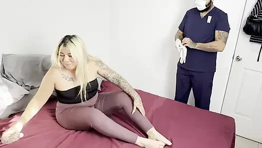 CHEATER SEDUCING NURSE WHILE HUSBAND IS OUTSIDE