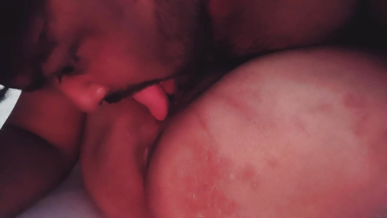 Husband licking her wife's pussy wrapped dairymilk chocolate