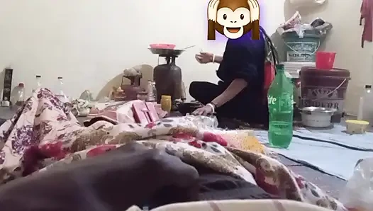 I was cooking and the guy masturbated behind my back. Indian desi boy and mummy