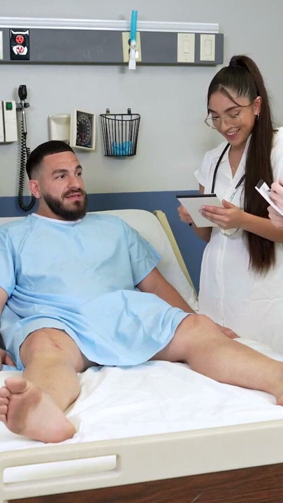 Three Hot Doctors Take Turns Bouncing Up And Down On Lucky Patient's Dick | Clip 1