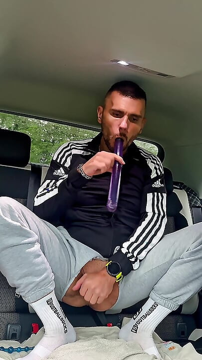 Chav-lad in a Tracksuit and White Socks Outside in Public Fun