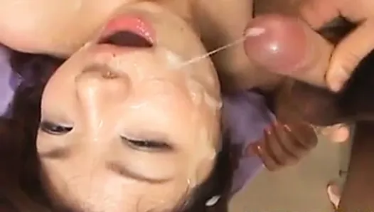 Mitsu Anno gets cum on face from sucked tools after is fucke