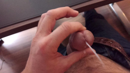 Frenulum jerk off a lot of cum One finger jerk off