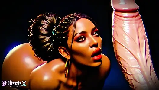 Büyük memeli ve götlü zenci tanrıçalar - beyaz yarak ibadeti: karanlık asmr ve aşırı kontrast (4k ai animasyonlu porno)