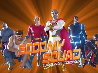 SodomySquad - super-herói gay Alpha salva gêmeo vulnerável, enfia seu pau no cu