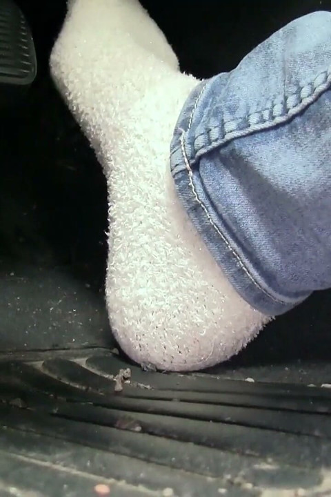 Pedal Pumping and Driving Just in White Terry Socks