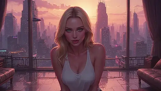 2099 Olivia in der Zukunft Suggestive necken, zeigt ihr üppiges Dekolleté teil 1